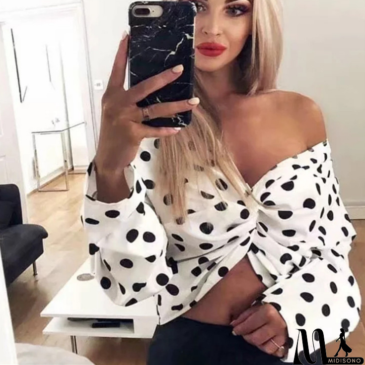 MidiSono - Sexy V-Neck Long Sleeve Chiffon Shirt