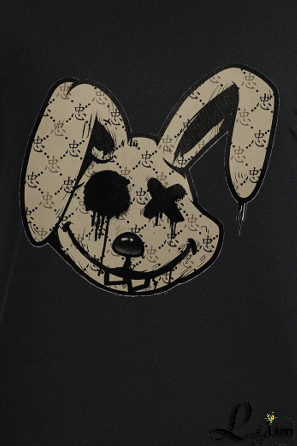 Black Casual Street Print Patchwork O Neck T-Shirts