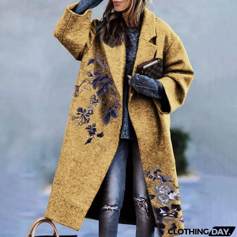 Women Fashion Autumn And Winter Long Sleeve Lapel Over Coat