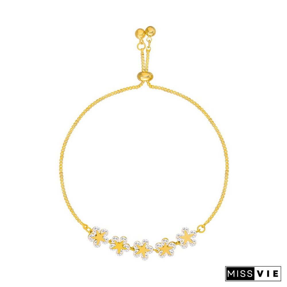 NEW Fashion pretty 925 Silver Lucky Zircon Flower bracelet Chain Adjustable bracelet European Bangle Bracelet Beads Arrow Heart Jewelery Christmas Gifts