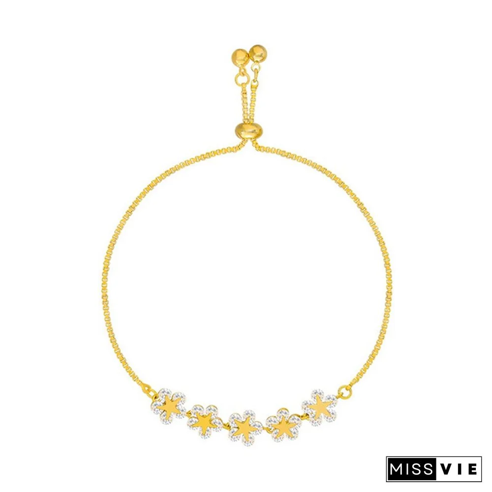 NEW Fashion pretty 925 Silver Lucky Zircon Flower bracelet Chain Adjustable bracelet European Bangle Bracelet Beads Arrow Heart Jewelery Christmas Gifts