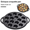 Cast Iron Grilling Pan Cooking Plate 15 Holes Nonstick Octopuses Meat Balls Mold