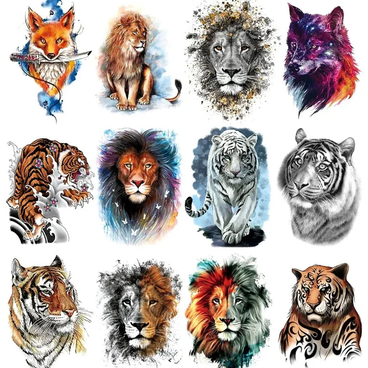 12 Sheets Animal Temporary Tattoos Stickers