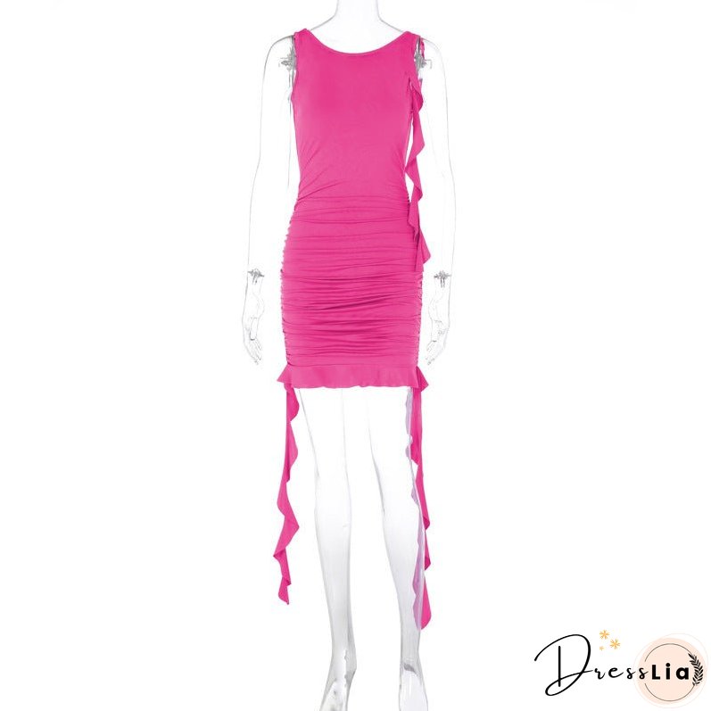 Women's Fashion Sexy Backless Slim Fit Pleated Dresses