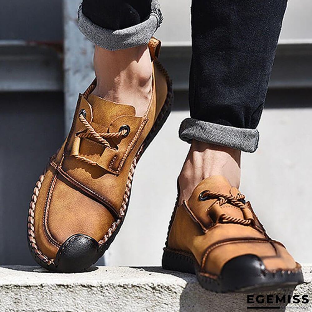 Men's Fashion Business Spliced Laced Casual Leather Shoes | EGEMISS