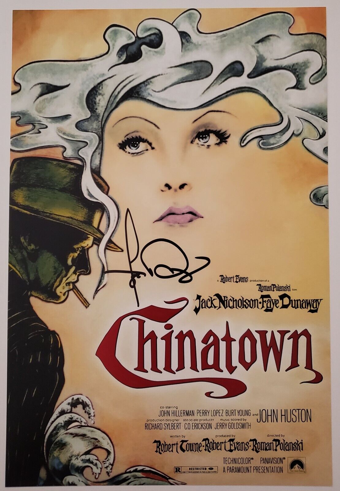 Faye Dunaway Signed Chinatown 12x18 Movie Poster Bonnie & Clyde The Network RAD