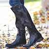 Retro Solid Color Rivets Flat Zip Long Boots