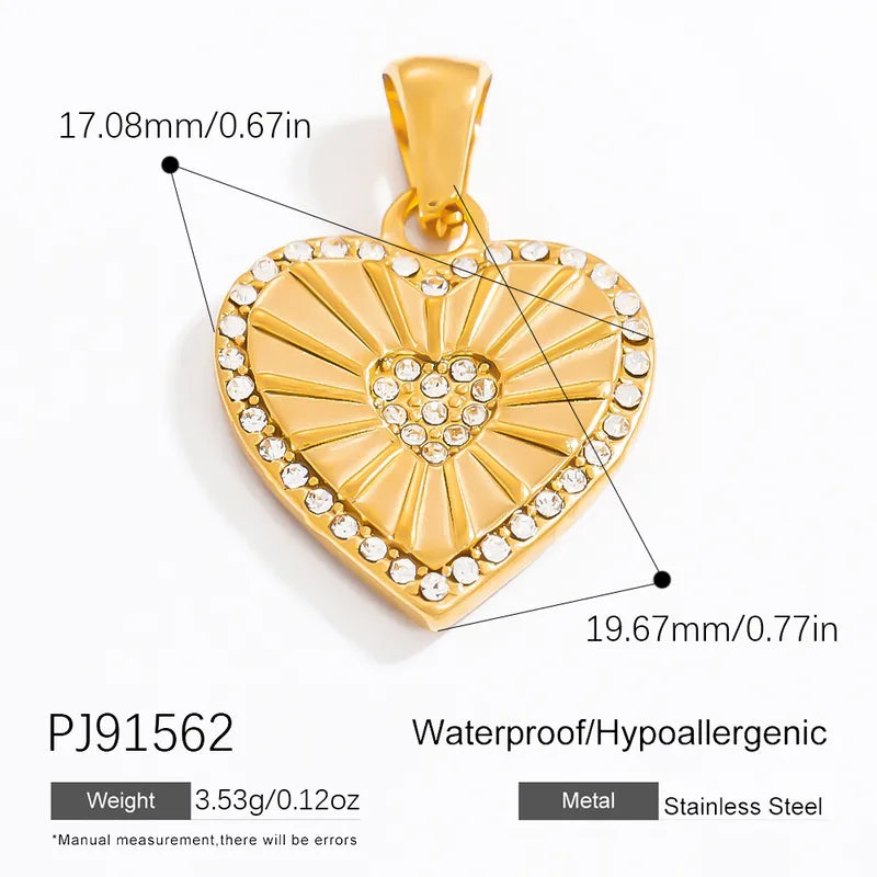 1 Piece 11.1*11.2MM 15.7*17MM 304 Stainless Steel Heart Shape Pendant Chain Jewelry Accessories