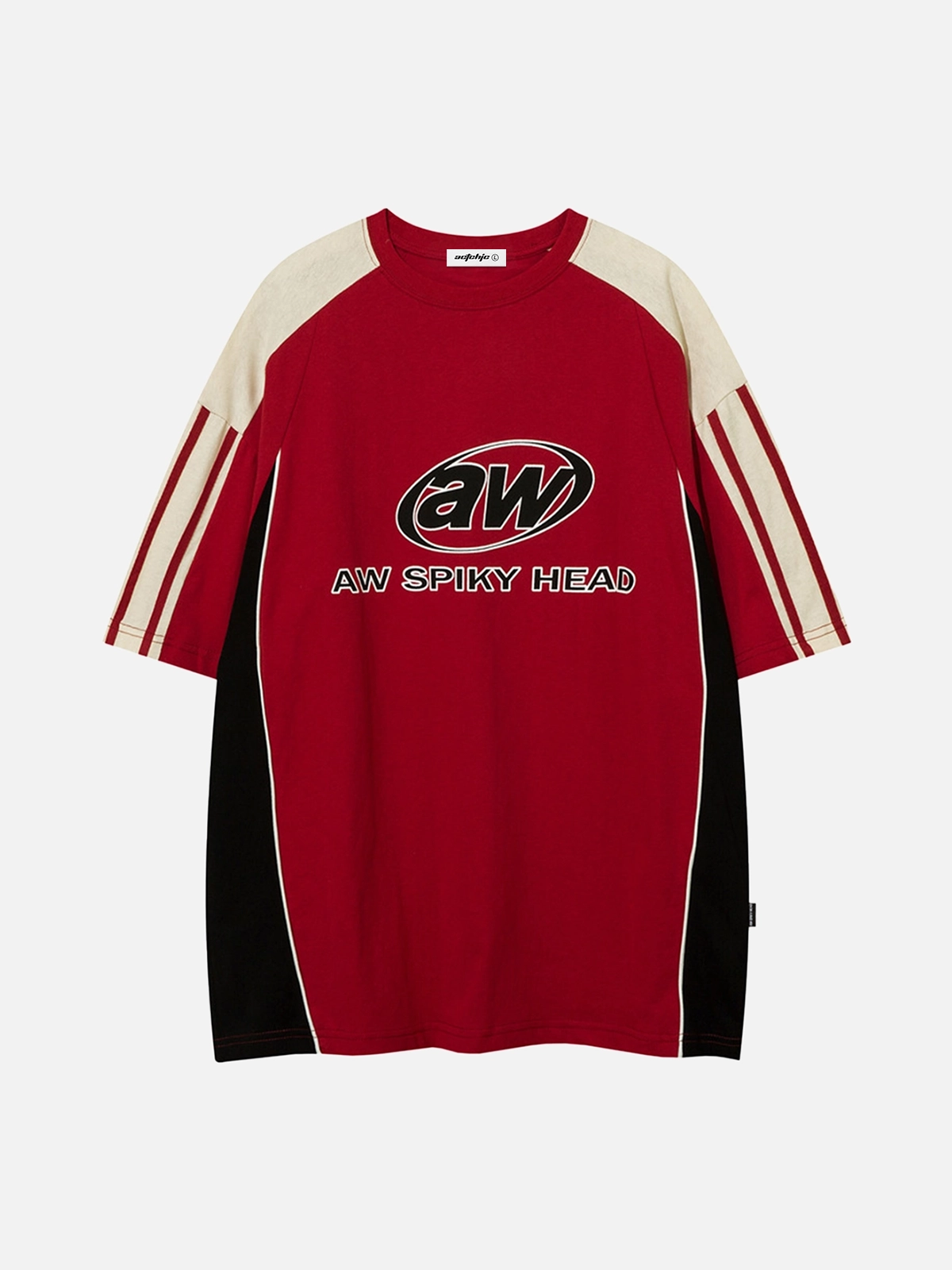 Red Contrast Color Graphic Racing Tee Front
