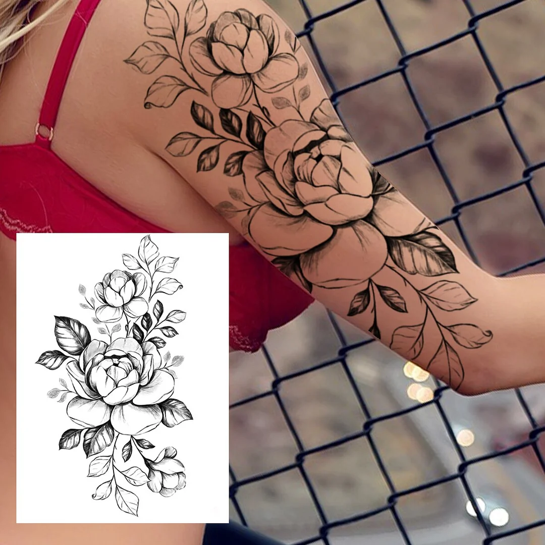 Sdrawing Butterfly Flower Temporary Tattoos For Women Girls Lace Feather Geometry Tattoo Sticker Fake Rose Sexy Tatoos Decor