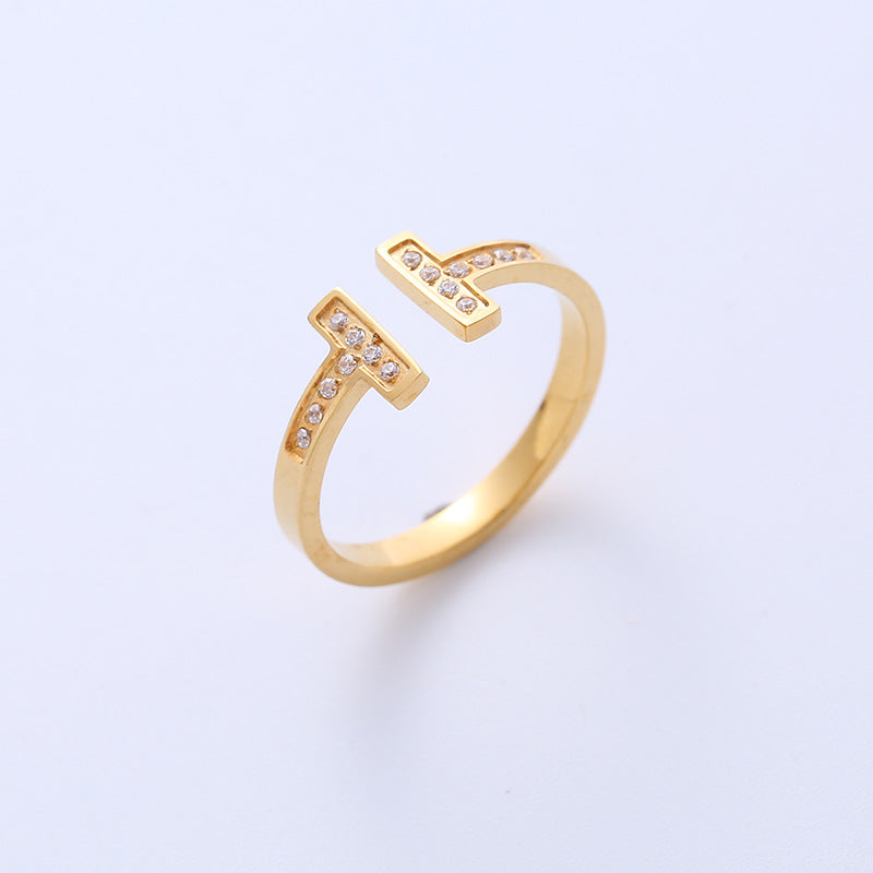 Women IG Style Stripe Fruit Titanium Steel Electroplating Rings