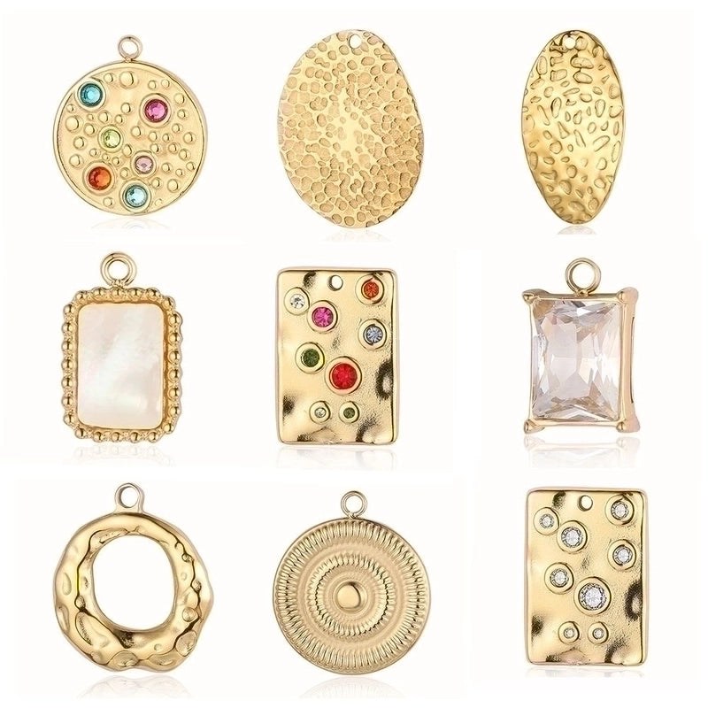 3 Pieces Retro Solid Color Stainless Steel Plating Inlay Rhinestones 18k Gold Plated Charms Jewelry Accessories