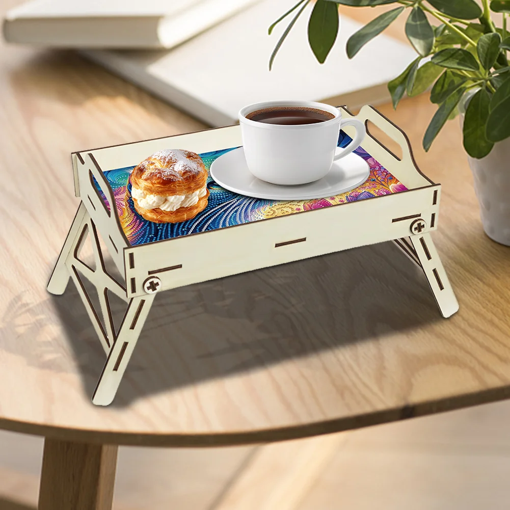 5D DIY Butterfly-Kitten Diamond Painting Serving Tray with Handle for Home Decor