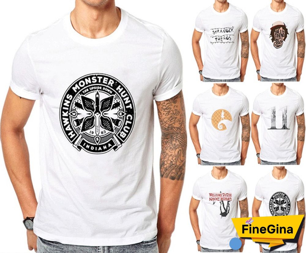 Men's Stranger Things Printed Cotton Crew Neck Men's T-Shirt