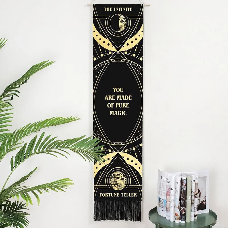 Tarot Witchcraft Wall Hanging Tapestry Bohemia Evil Eye Phase Tassel Tapestry Boho Art Tapestries For Bedroom  Office Decor