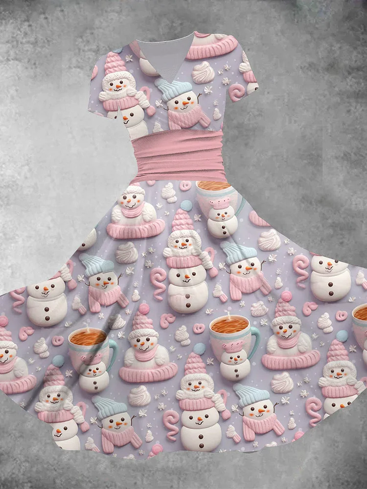 Retro Christmas Fun And Cute Printed Fashion Dress