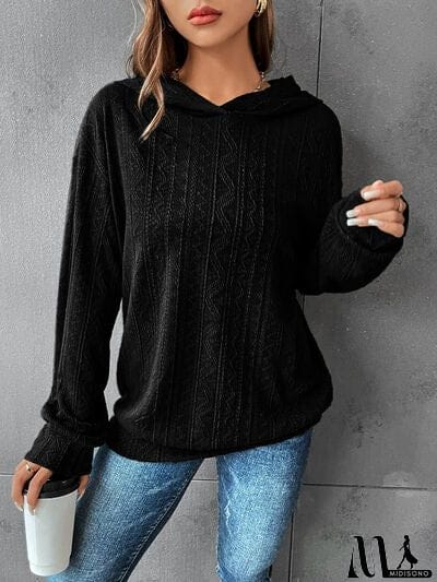 MidiSono - Textured Dropped Shoulder Hoodie