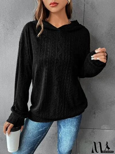 MidiSono - Textured Dropped Shoulder Hoodie