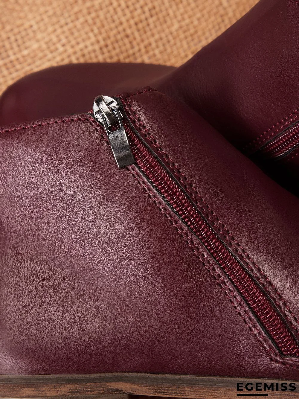 Retro Distressed Polished Color Zipper Thick Heel Pointed Ankle Boots | EGEMISS