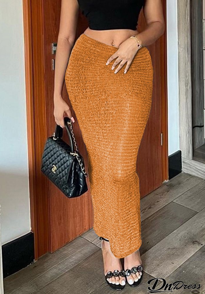 Autumn Mid-Waist Slim Long Skirt