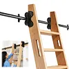 [US Local Warehouse] 20FT Sliding Library Ladder Hardware Kit Floor Roller with Brake Telescopic Top Hook Sliding Track Kit with Complete Hardware Set (No Ladder) Indoor Moving Track for Home Office Loft (Adjustable)