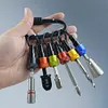 6pcs/Set 1/4 Inch Hex Shank Screwdriver Bits Holder Keychain Portable Hand Tool