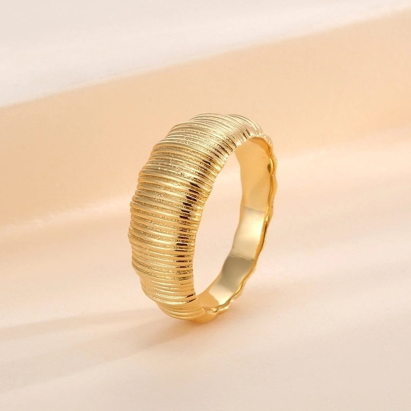 Copper 18K Gold Plated Minimalist Inlay Geometric Malachite Zircon Rings