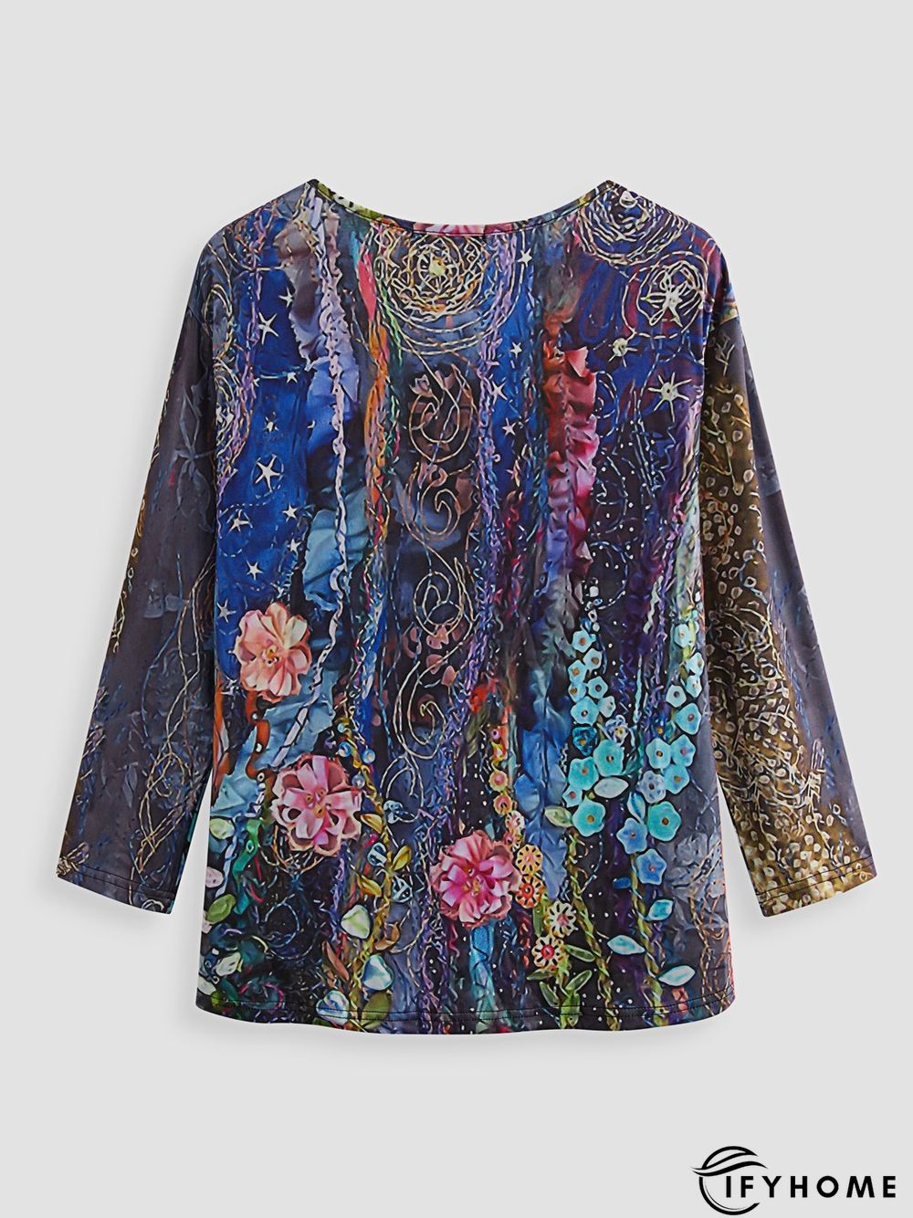 Vintage V Neck Fit Cotton-Blend Sweatshirt | IFYHOME