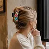 Blue and Pink Flowers DIY Diamond Painting Claw Clips for Adults Beginners Diamond Art Western Hair Clips Anti-Slip Design for Women Long Short Hairstyle Jewelry Supplies