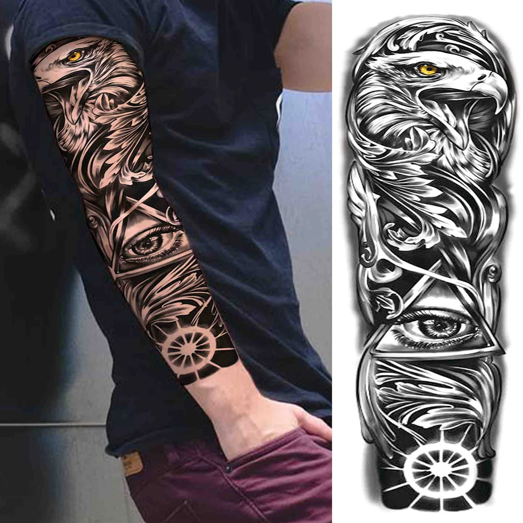 Tribal Maori Temporary Tattoo Sleeve For Men Women Adult Wolf Lion Tattoos Sticker Black Large Turtle Tiki Fake Tatoos Supplies 530-1