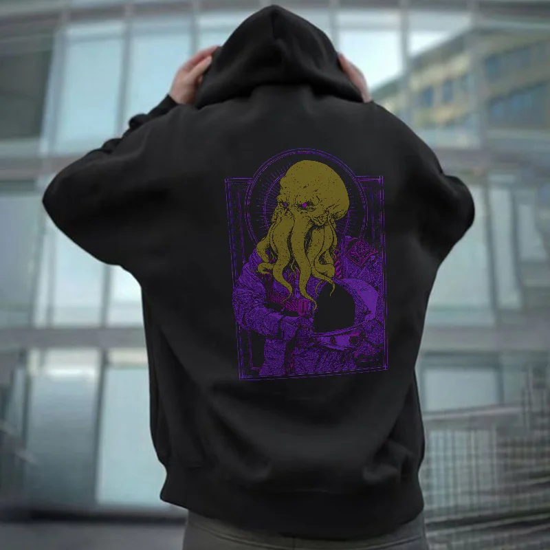 Octopus Print Men's Hoodie -  