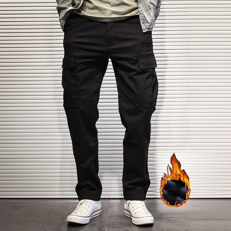 American Style Autumn And Winter Fleece Straight Thickened Cargo Pants