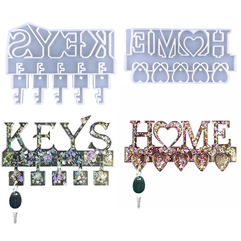 "HOME & KEYS" Keychain Key Holder Silicone Resin Molds Set