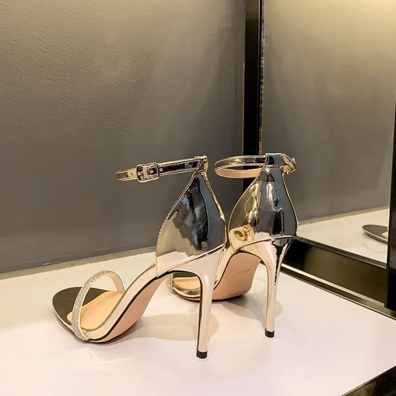 Breakj Breakj Summer New Water Drill With High Heels Ultra-High-Fine Small Design Silver Sexy Sandals Woman
