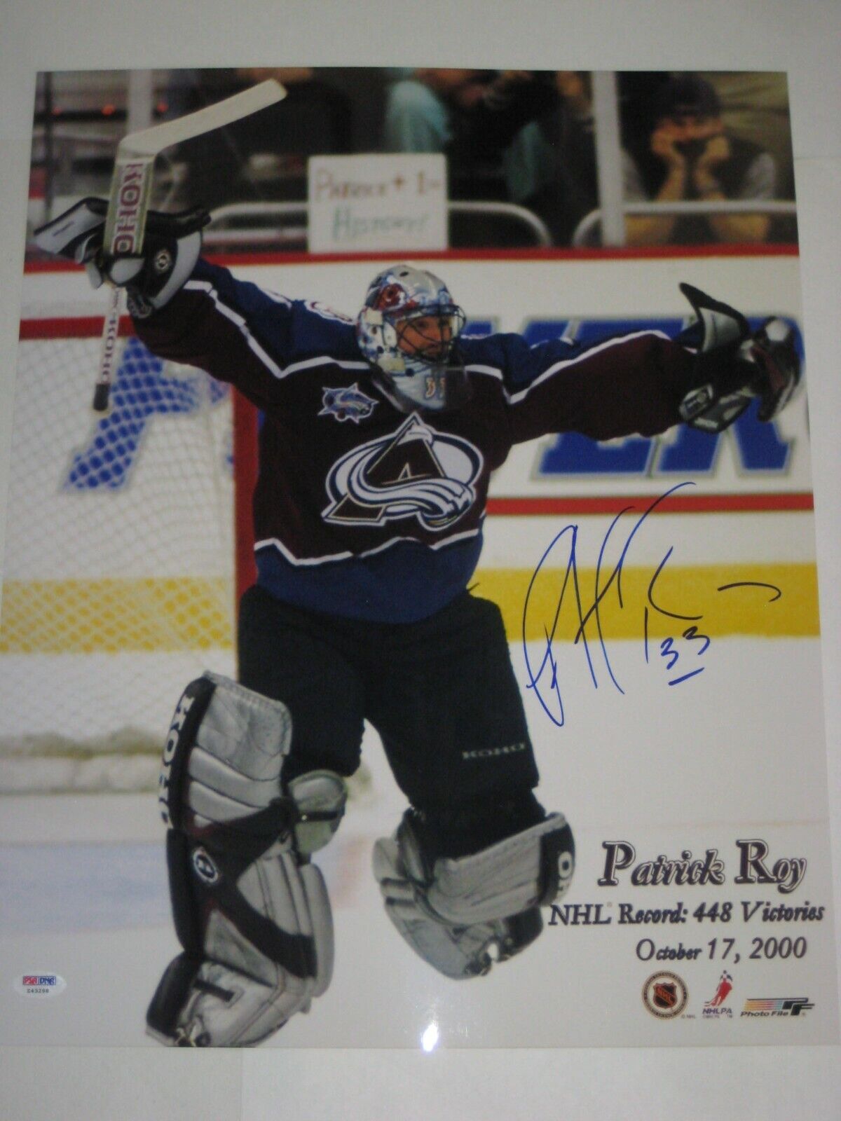 PATRICK ROY Signed Colorado AVALANCHE 16x20 Photo Poster painting w/ PSA COA