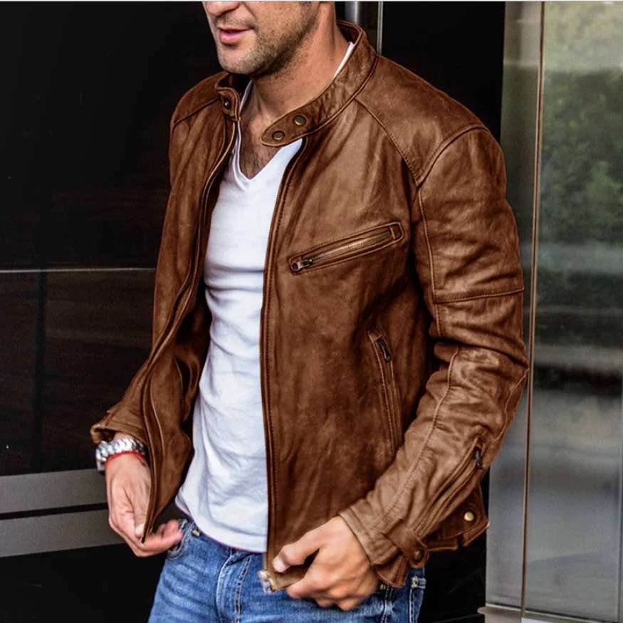 Men's leather jacket punk