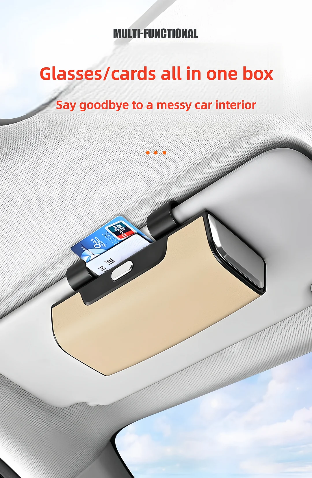 Suede multi-functional car sun visor and glasses case (customizable with car logo)