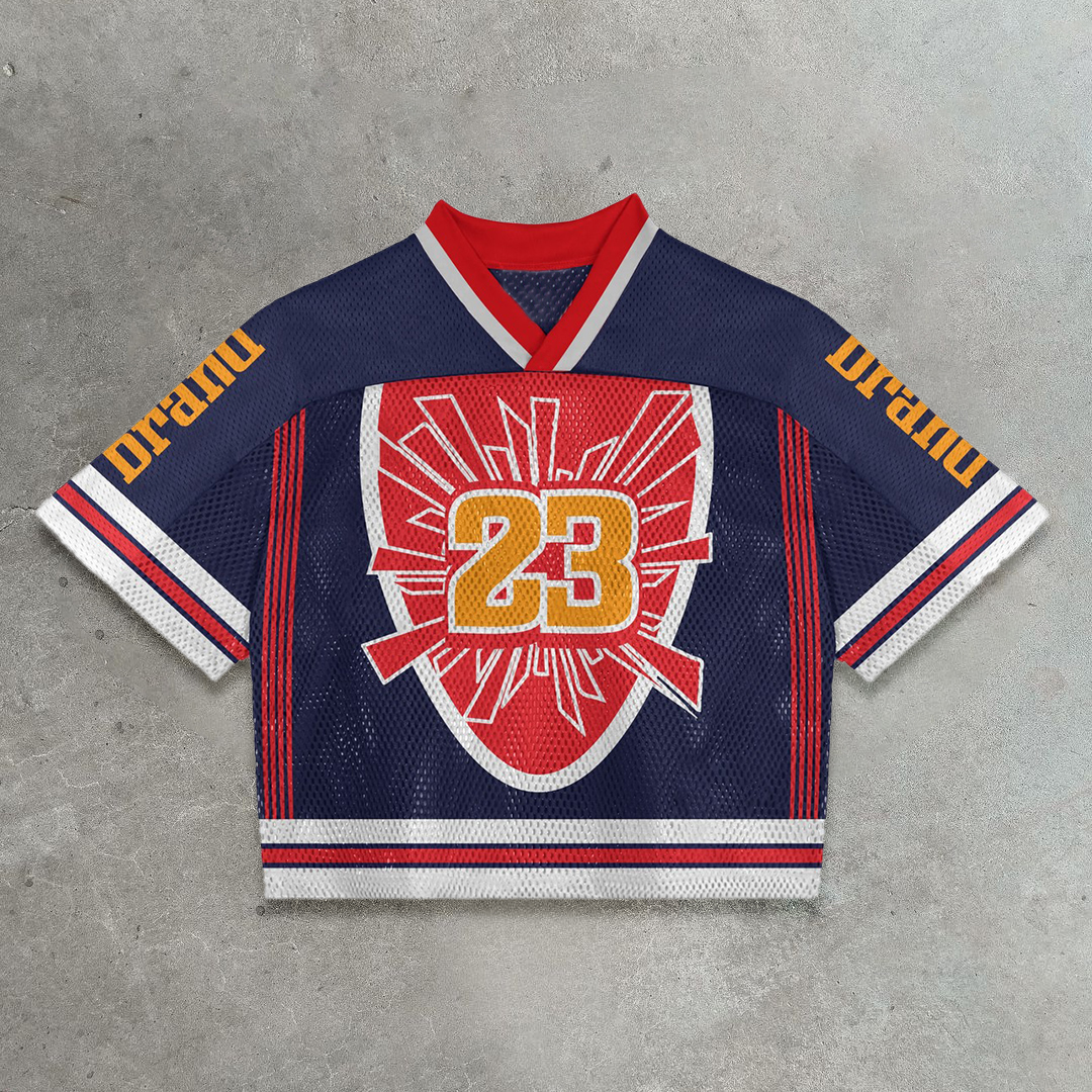 Casual street retro patchwork mesh jersey