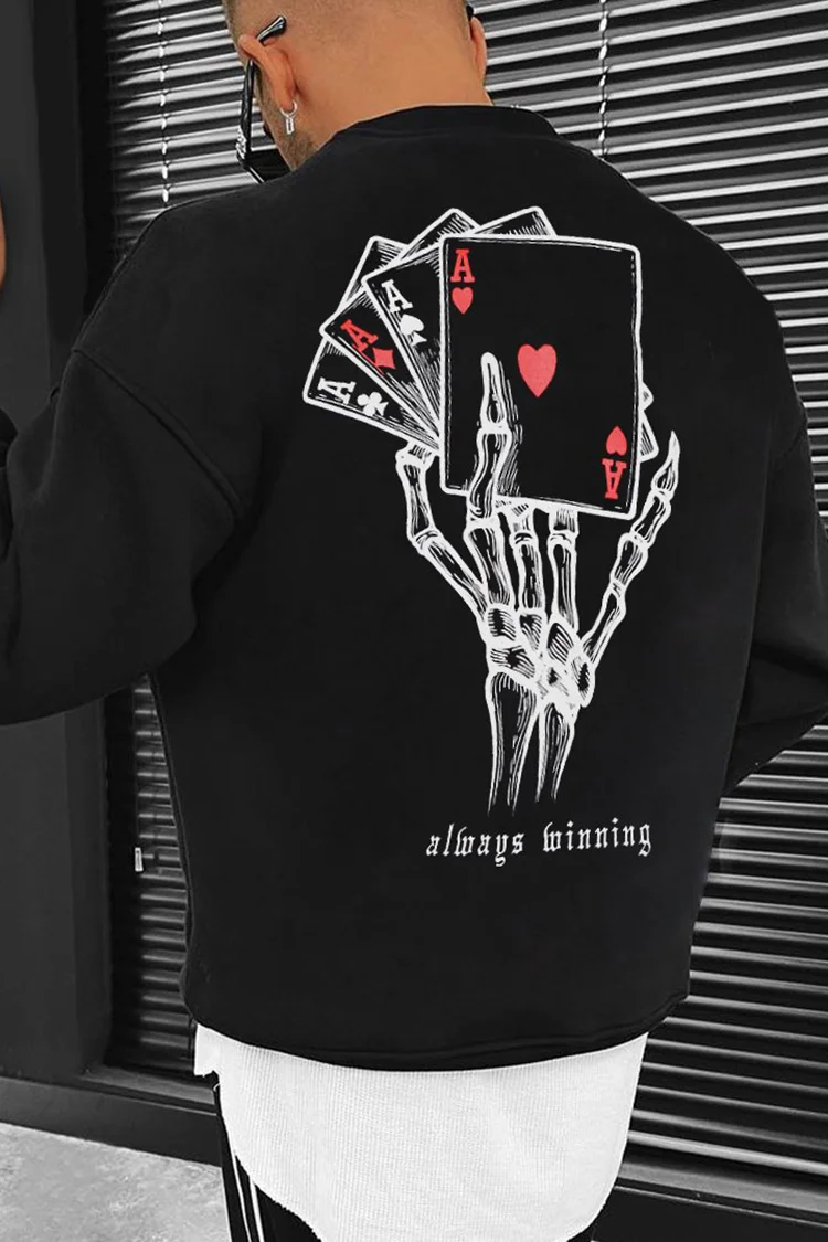 Tiboyz Halloween Men's Poker Print Sweatshirt