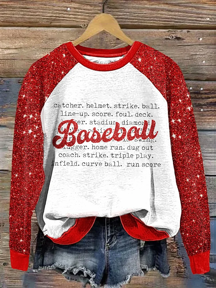 Baseball Game Day Print Casual Cozy Sweatshirt