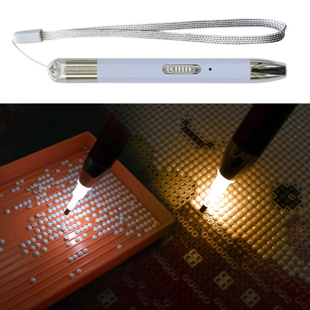 USB Recharge 5D Diamond Painting Embroidery Point Drill Pen Set (Purple B)