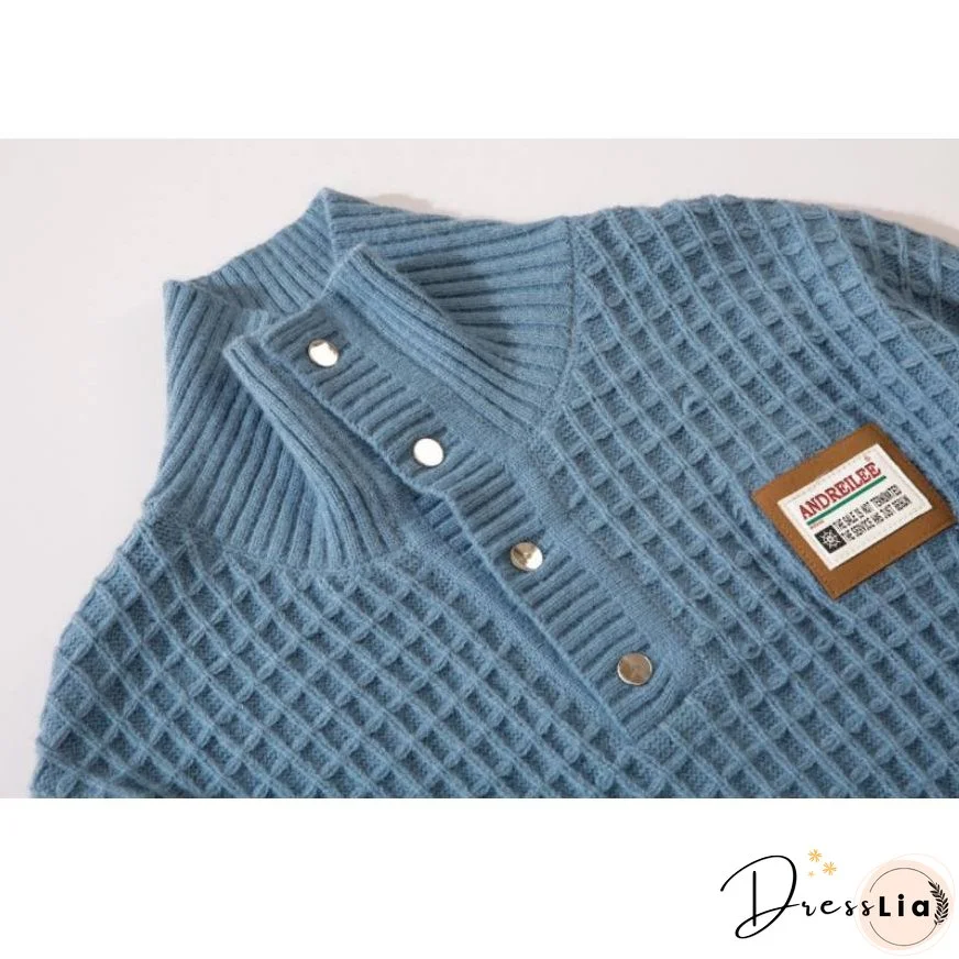 Label Textured Turtleneck Sweater