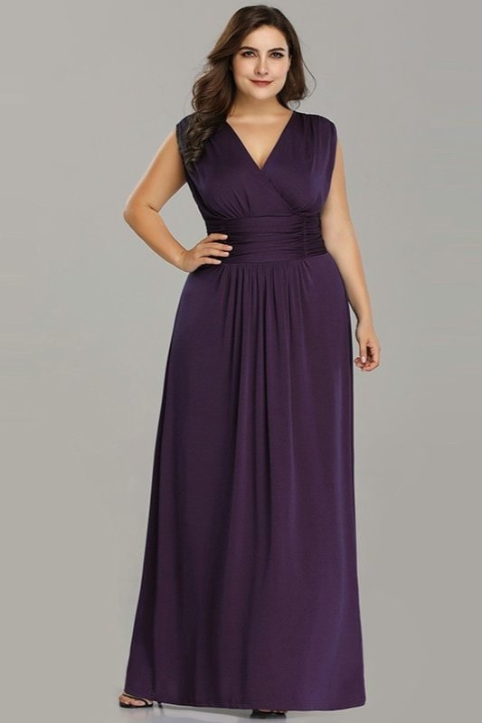 Elegant Plus Size Wedding Party Dress Long Chiffon Sleeveless Evening Gown