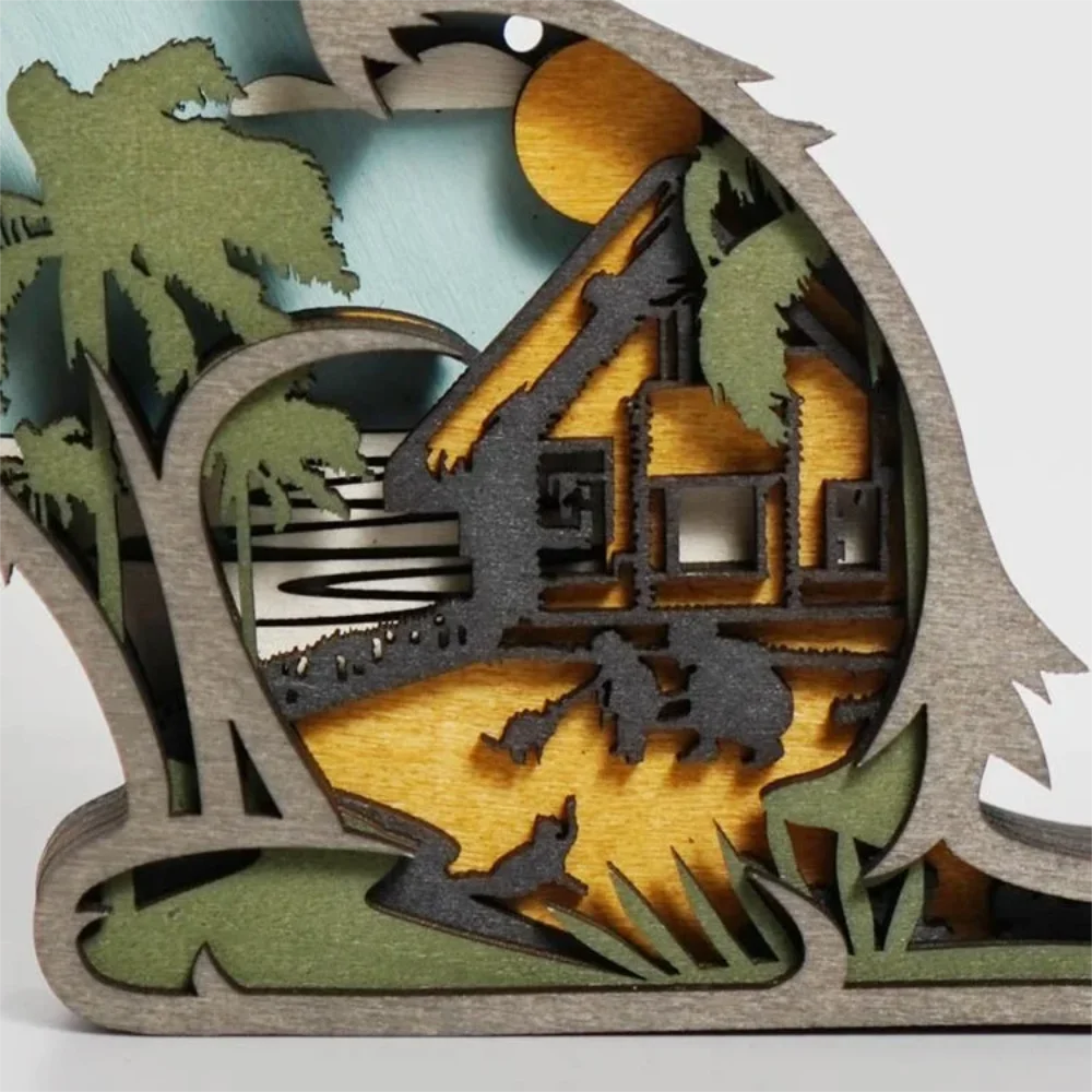 Purexcellent&trade; New creative home desktop wood carving cat crafts ornaments