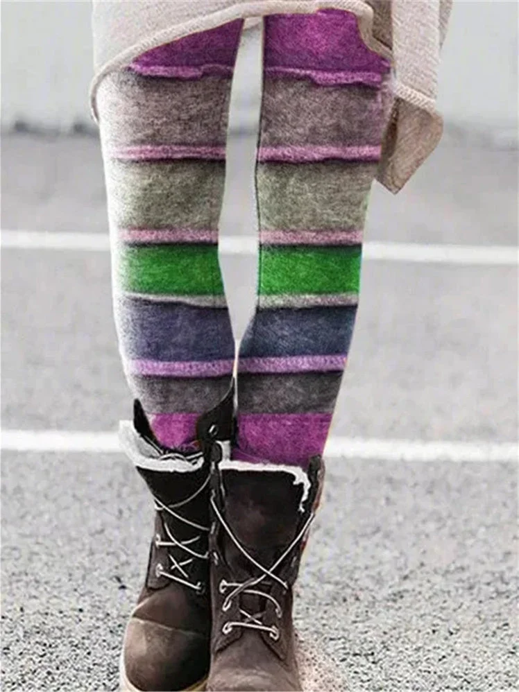 Women's Comfort Printed Colorblock Stitching Printed Legging Pants