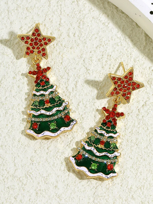 Christmas Tree Star Earrings Accessories