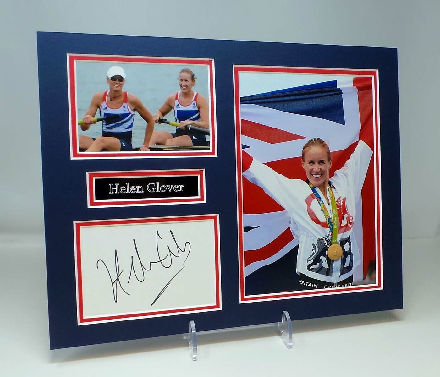 Helen GLOVER Signed Mounted Photo Poster painting Display AFTAL COA Olympic Rower, Medal Winner