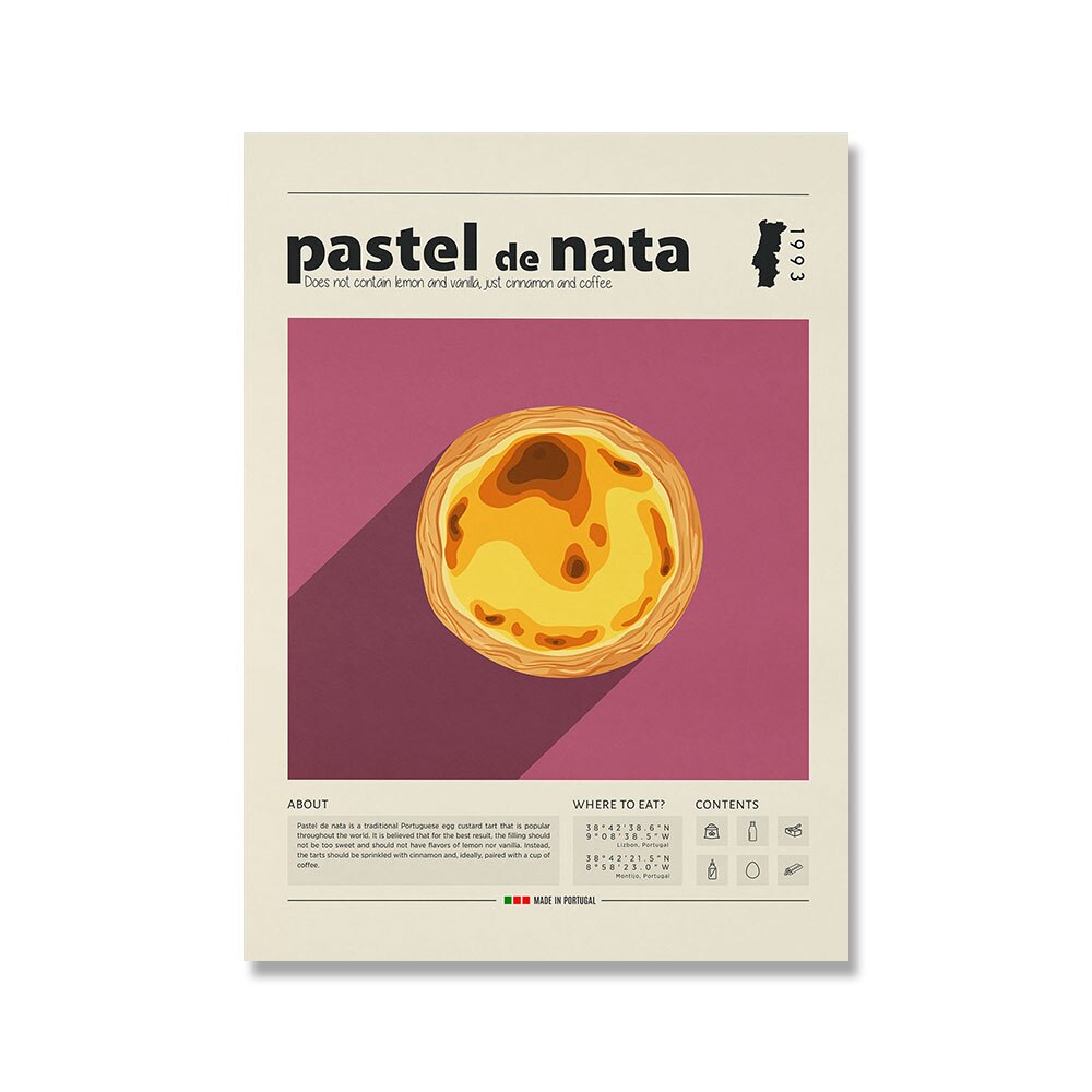 Mexican Food Poster Burrito Tacos Pastel De Nata Canvas Painting Wall Picture Restaurant Kitchen Home Wall Decor Vintage Print