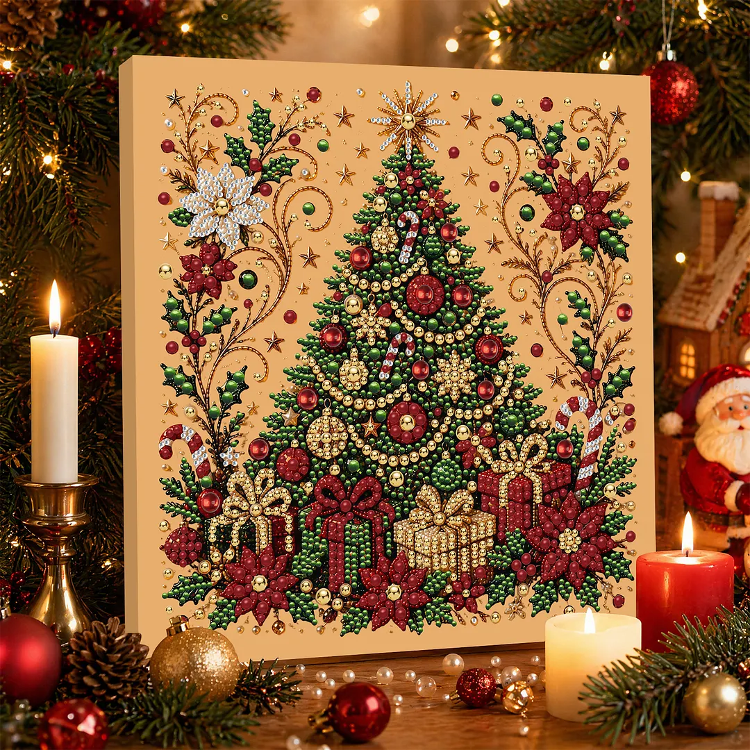 DIY Diamond Painting Kit with Frame 30x30cm Christmas Tree 3D Art Craft