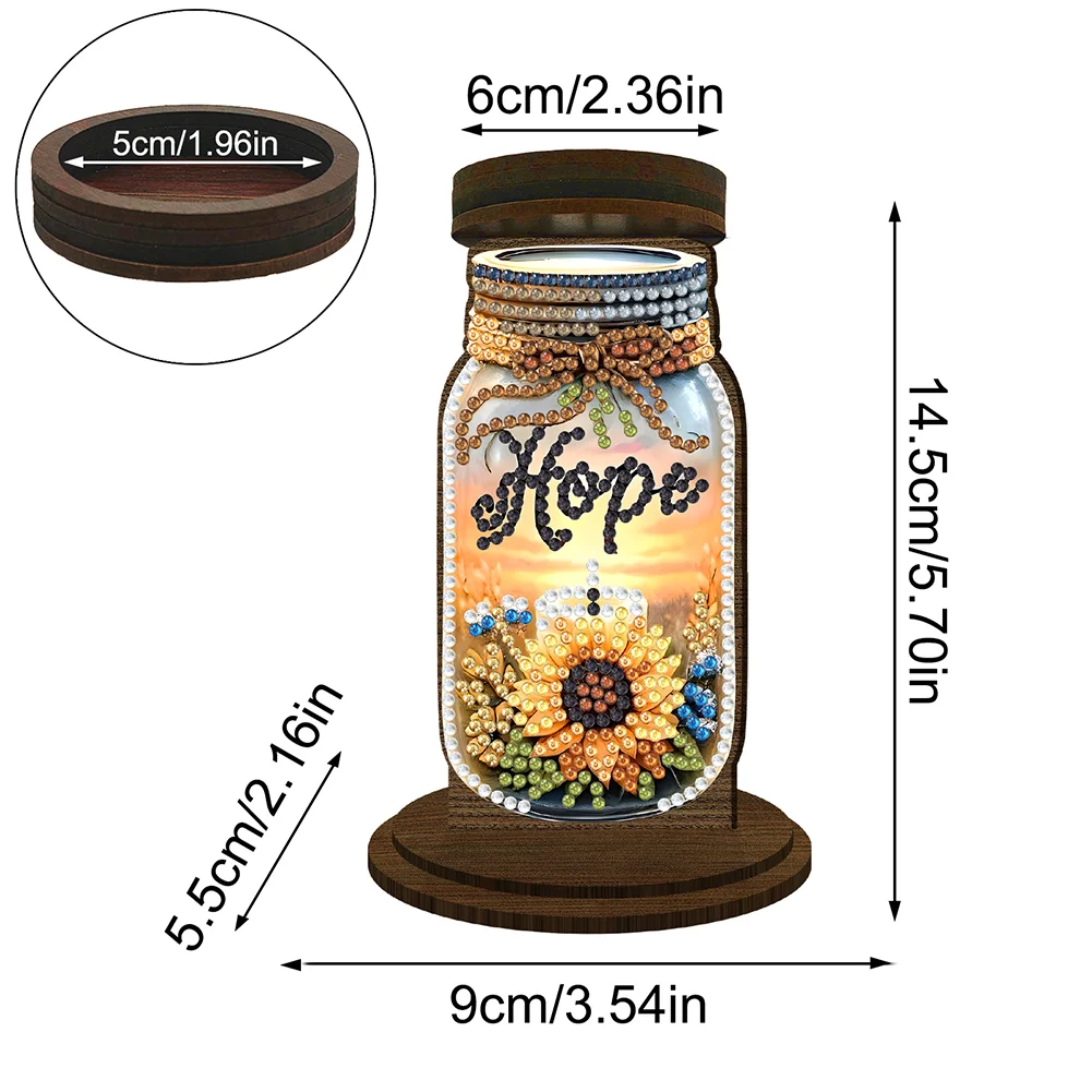 Wooden Hope Candle Bottle 5D DIY Diamond Painting Candle Holder Decor for Adults